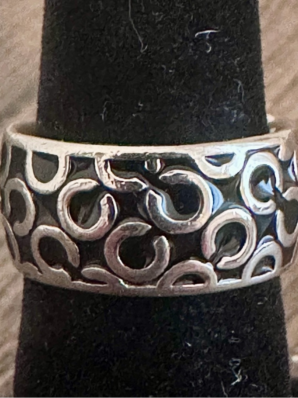 Coach Silver-tone and black enamel signature ring - Picture 2 of 5